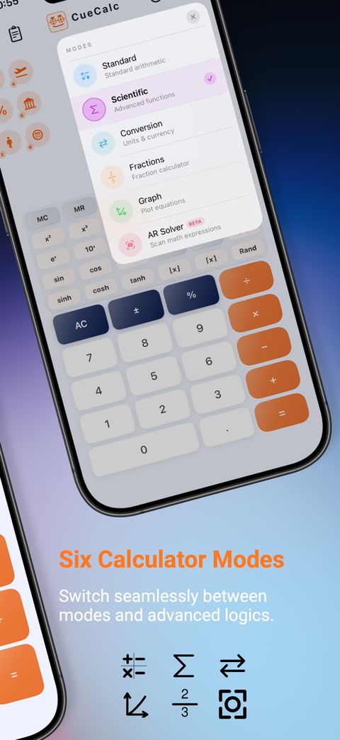 CueCalc im App Store — sechs Rechnermodi