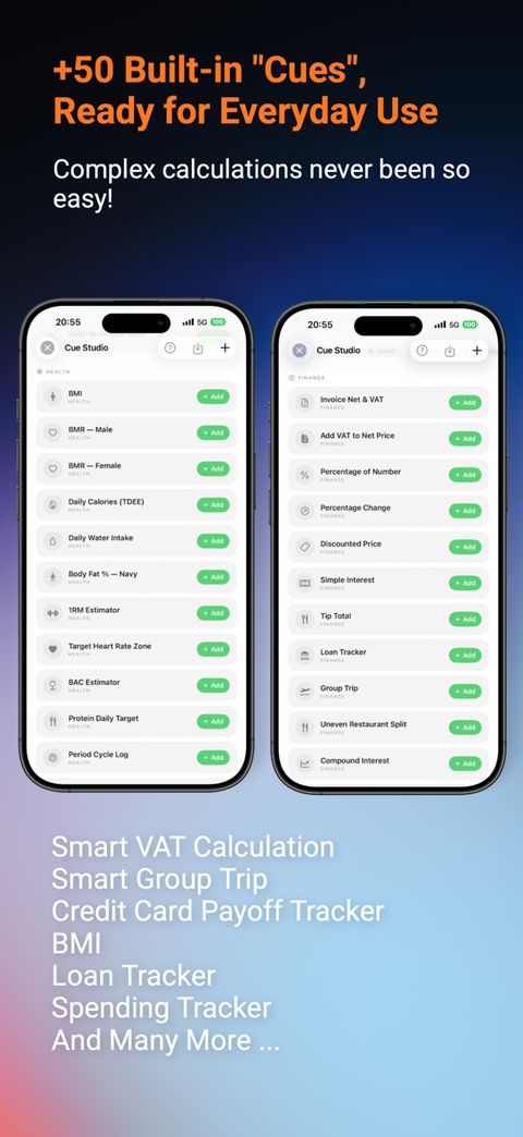 CueCalc im App Store — +50 eingebaute Cues, bereit für den Alltag