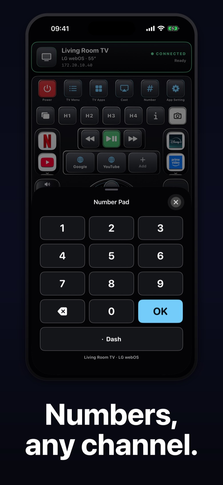 Remotal number pad
